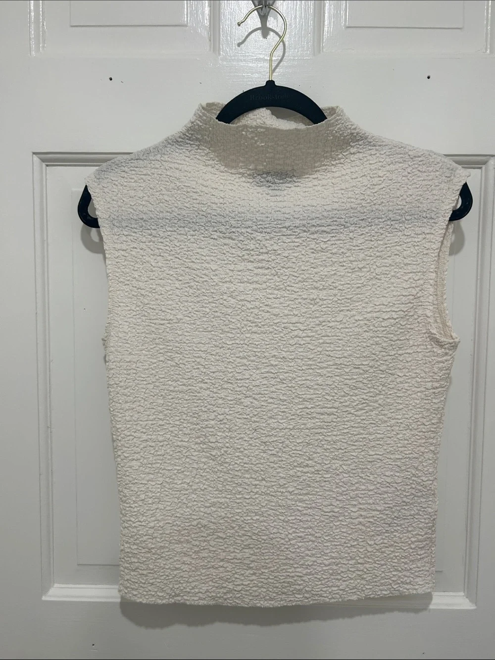 Jcrew Sleeveless Mock Neck Textured Top - Ivory